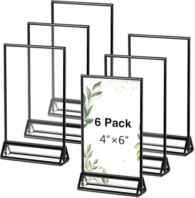 Zonon Acrylic Sign Holder 5x7, 6 Pack Vertical Double Sided Menu Display Stand by Zonon