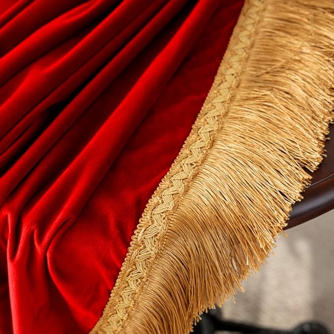 F-CHU Red Tablecloth Thickset Velvet Tablecloth - Image 4