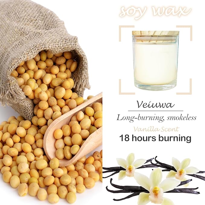 12 Pcs 6 Oz Bulk White Soy Candles, Vanilla Scented Candles Set, Bulk - Image 3