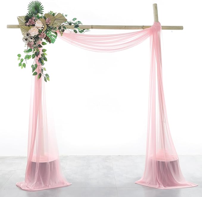 VDS Pack of 3 Panel Wedding Arch Draping Fabric Sheer Chiffon Fabric Drapery by VDS