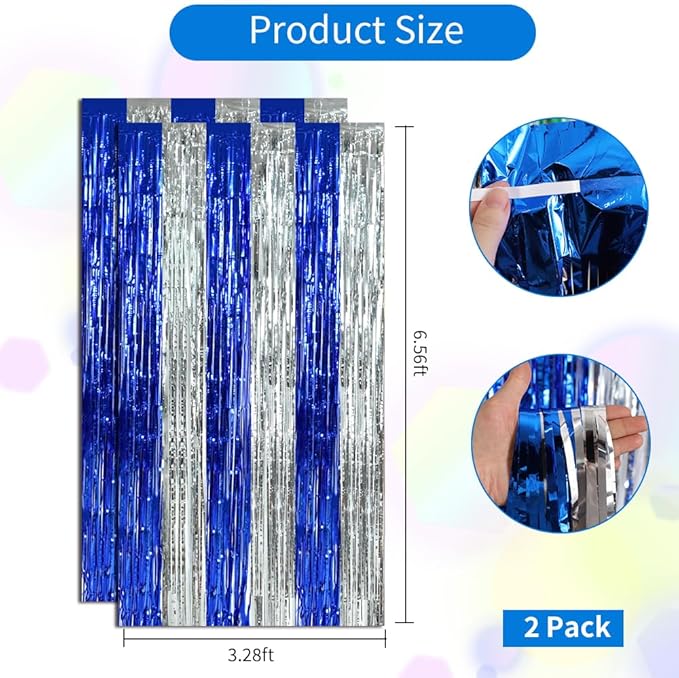 BEISHIDA 2Pcs Blue Silver Door Streamers Congrats Grade 2025 Decoration - Image 2