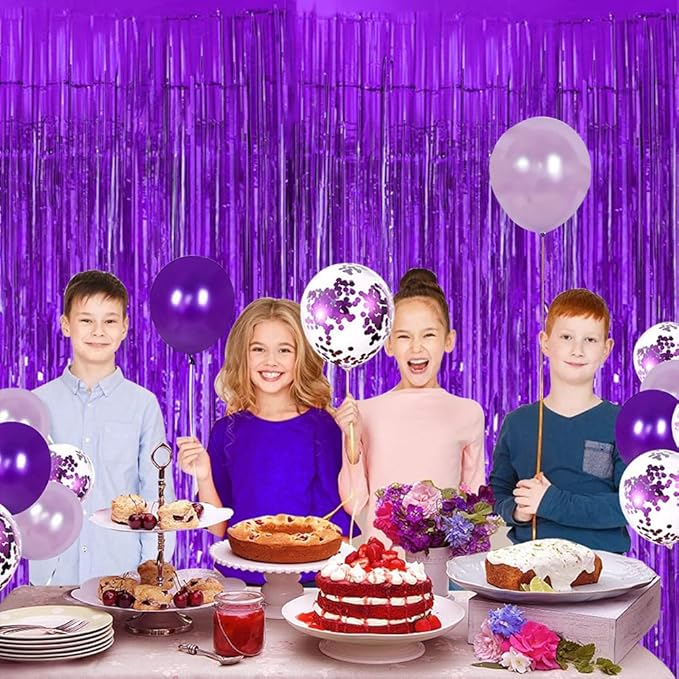 BEISHIDA 4 Pcs Purple Door Streamers Tinsel Curtain Party Streamers Backdrop - Image 5