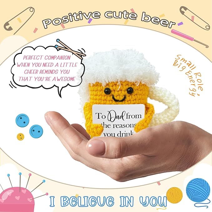 Emotional Support Crochet Beer, Drinker Gift - Image 3