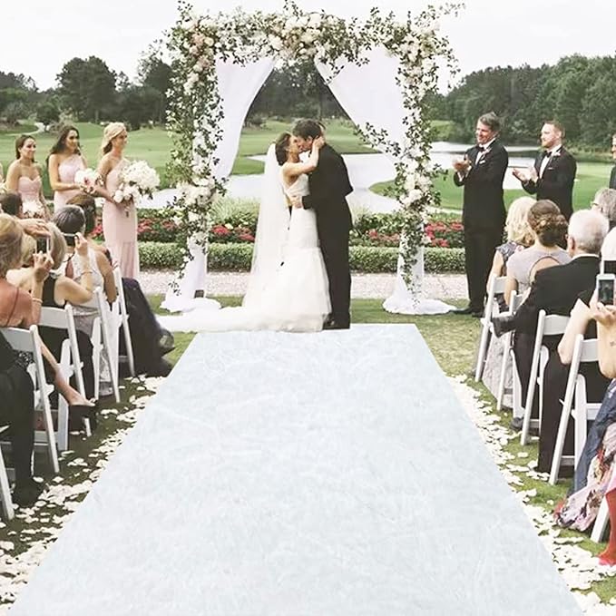 MODFUNS White Aisle Runner Wedding Carpet Runner 4x30FT Velvet Fabric Aisle by MODFUNS