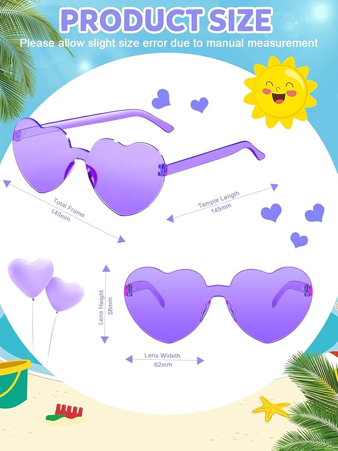 12 Pairs Heart Shaped Sunglasses - Image 2