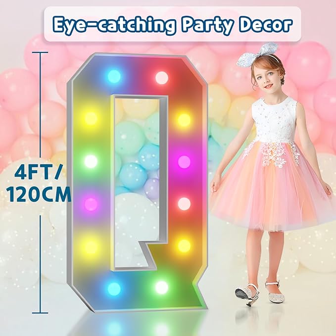 imprsv 4FT Colorful Marquee Light Up Letters Q, 18 Colors Large Light up - Image 6