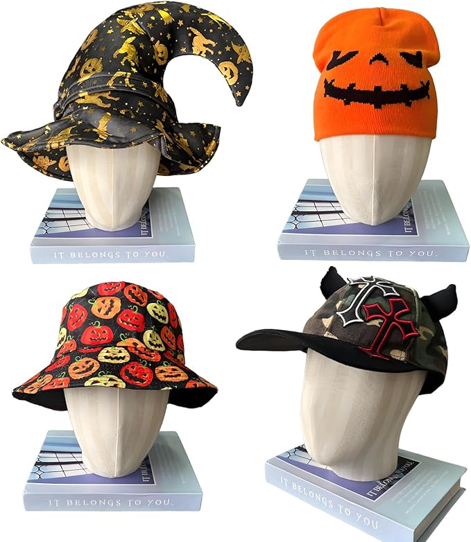 12 Assorted Funny Halloween Party Hats Witch Hat Halloween Costume Decorations - Image 2