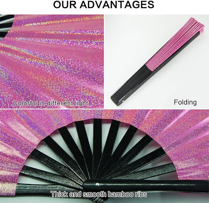 Large Rave Fan, Clack Folding Hand Fan - Image 4