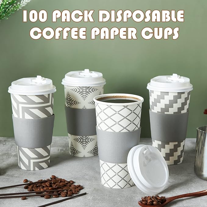 LITOPAK 100 Pack 20 oz Paper Coffee Cups - Image 6