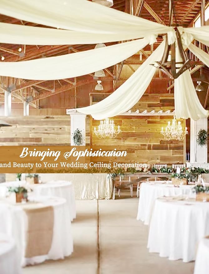 6 Panels Ivory Ceiling Drapes for Wedding 5ftx20ft Chiffon Fabric Arch Draping - Image 5