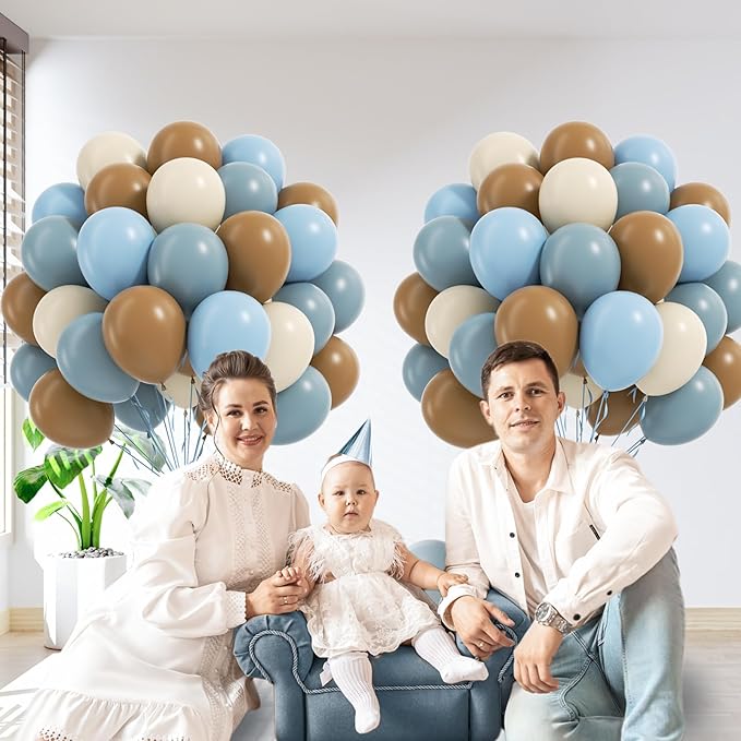 60pcs Blue and Brown Balloons 12inch - Image 6