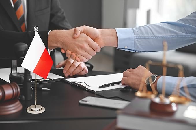 Poland Polish Deluxe Desk Flag Set Small Mini Miniature Poland Polish Table - Image 2