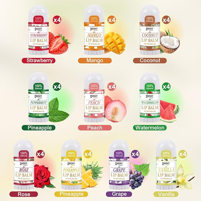 DMSKY 40 Pack Mini Lip Balm, Natural Lip Balm Bulk - Image 2