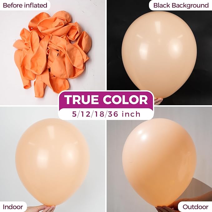 Bezente Pastel Orange Latex Party Balloons - Image 2