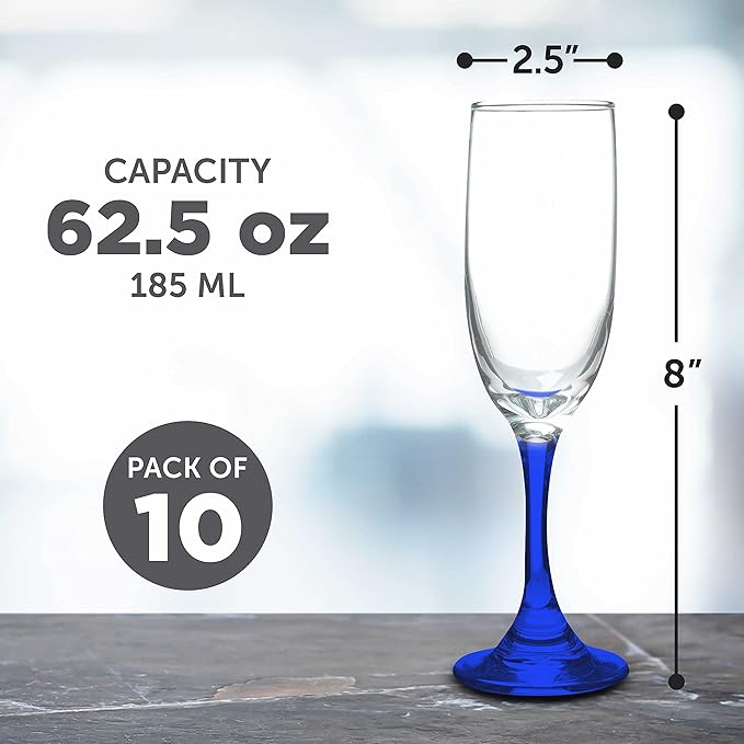 DISCOUNT PROMOS Premiere Champagne Flutes 6.25 oz. Set of 10, Bulk Pack - Image 5