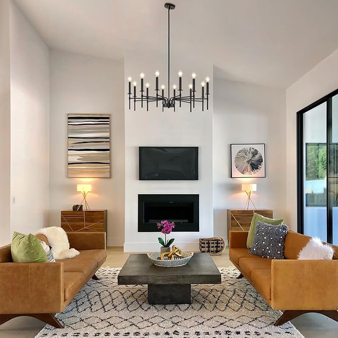 12 Light Black Chandelier Light Fixture, Modern Farmhouse Chandeliers - Image 5