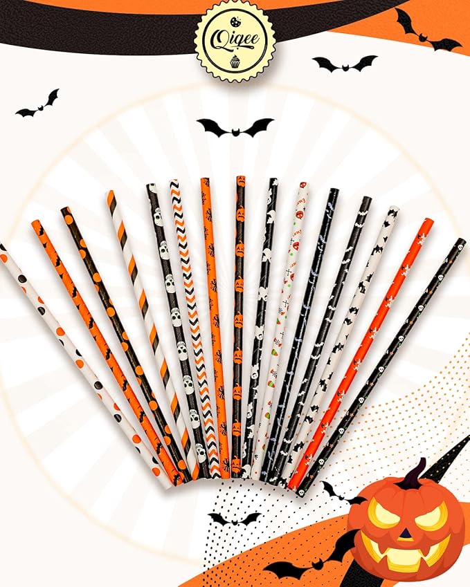Halloween Paper Straws for Drinking Disposable Straws 150pcs Disposable Straws - Image 3