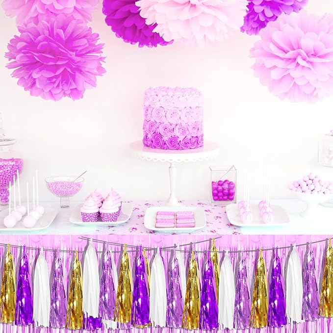 6P Purple-Gold Party Decoration Tassel Garland, Tassels Banner Streamers - Image 6