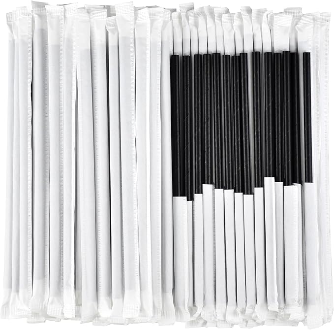 Black Paper Drinking Straws Bulk Individually Wrapped by chunspak