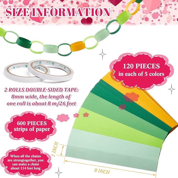 Lincia 600 Sheet Halloween Paper Chain Garland, Construction DIY Crafts Chain - Image 3