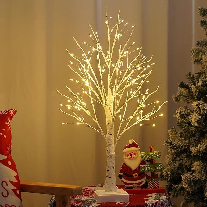 144 LED Artificial Lamp with Timer, DIY Birch Tree With Lights, USB/Battery by PXBNIUYA