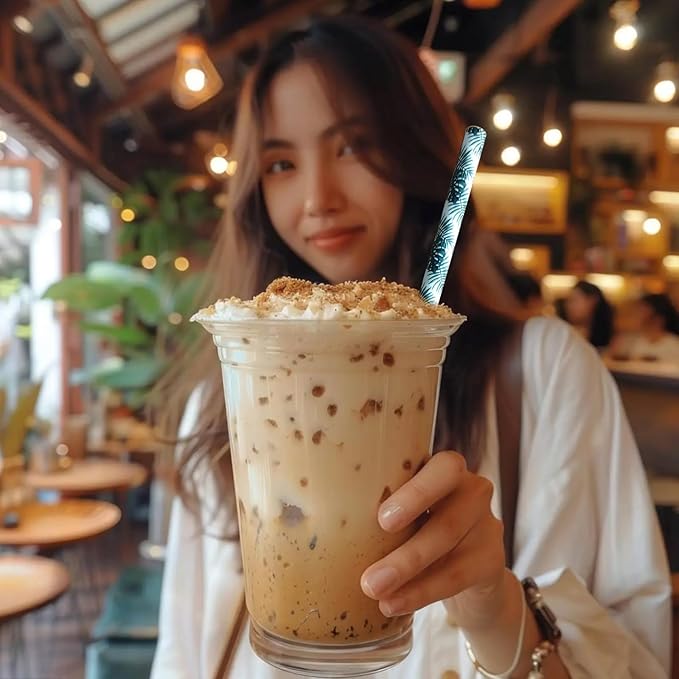 YAOSHENG Pink & Gold Paper Straws Disposable, 100% Biodegradable Multi-Pattern - Image 2
