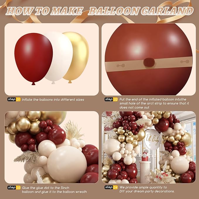 Burgundy Balloon Garland Arch Kit - Image 3