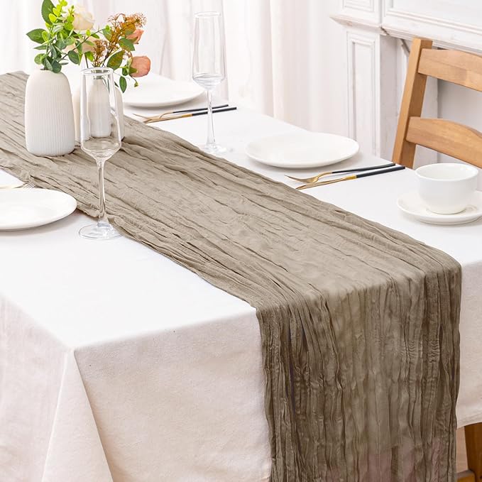 2 Pcs Nude Cheesecloth Table Runner by Unknown