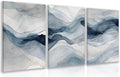 IAFWZX Framed Blue Gray Abstract Wall Art, Modern Minimalist Waves Wall Decor by Unknown