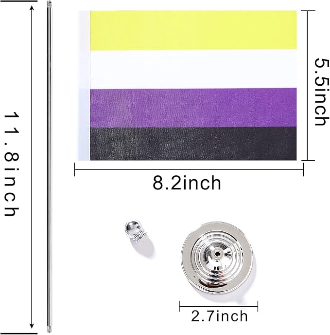 ZXvZYT 2 Pack Pride Non-Binary flag NB table flag, Small Mini LGBT Desk Flags - Image 2