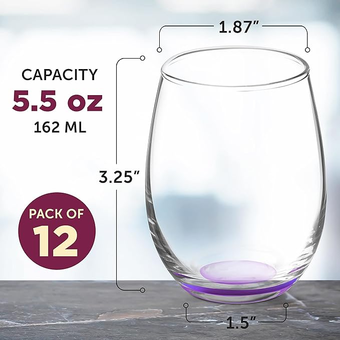 DISCOUNT PROMOS Stemless Wine Glasses by ARC 5.5 oz. Set of 12, Bulk Pack - Image 5