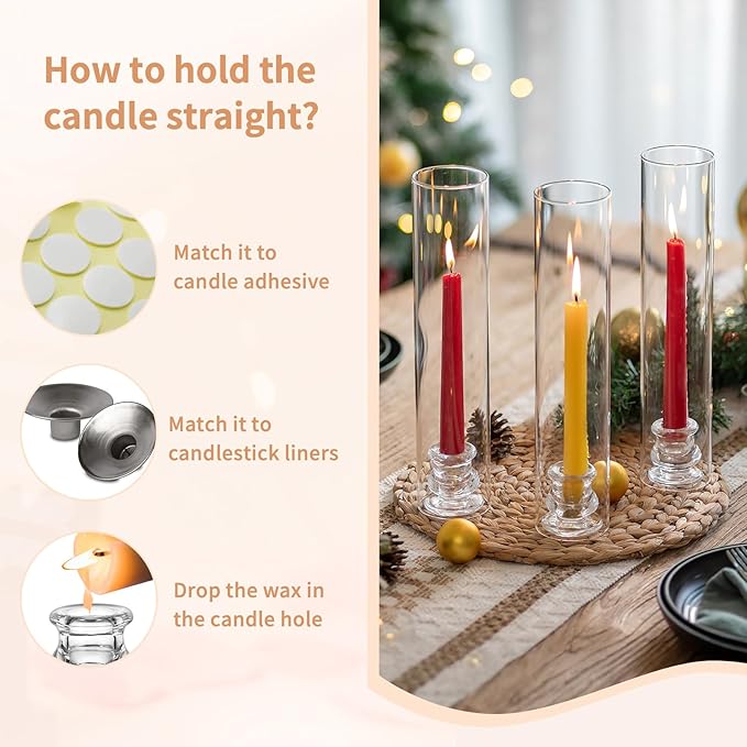 NUPTIO Candlestick Holder Bulk for Centerpiece: Set of 10 Hurricane Glass Taper - Image 5