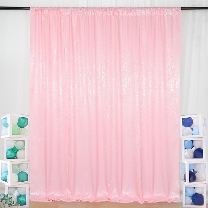 ShinyBeauty 4x8FT Pink Sequin Backdrop Curtains 2 Panels - Image 2