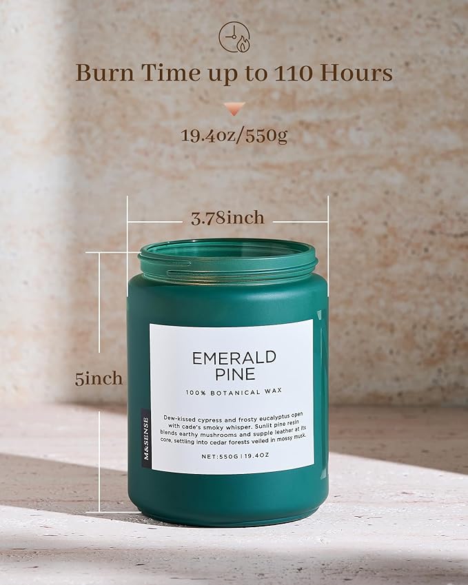 M&SENSE Pine Scented Candles Natural Soy Wax Clean Non Toxic 19.4oz 110 Hours - Image 3