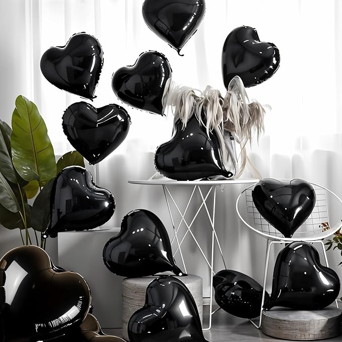 Black Heart Balloons, 18 Inch Black Heart Shape Balloon - Image 3