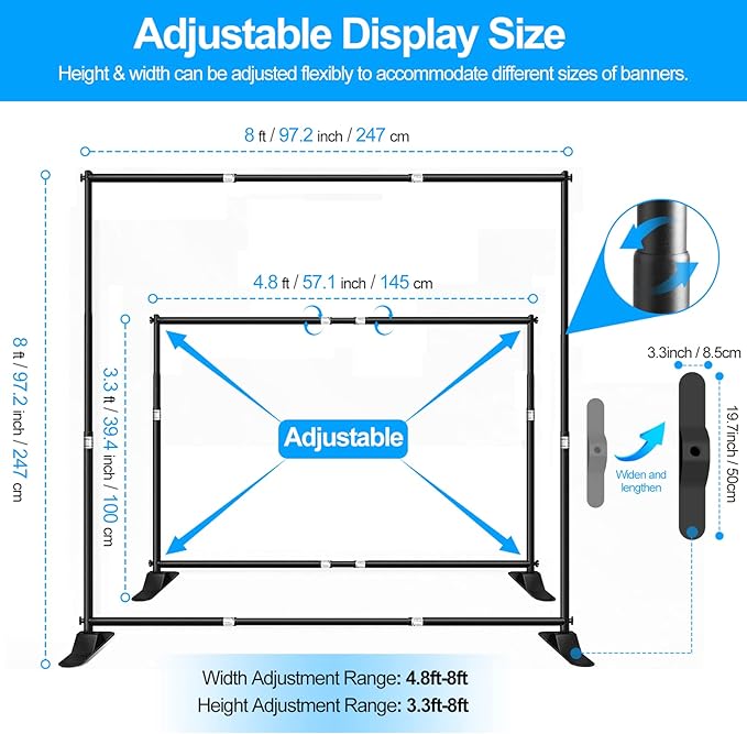 FUDESY 8x8 ft Backdrop Banner Stand, Heavy Duty Adjustable Background Stand Kit - Image 2