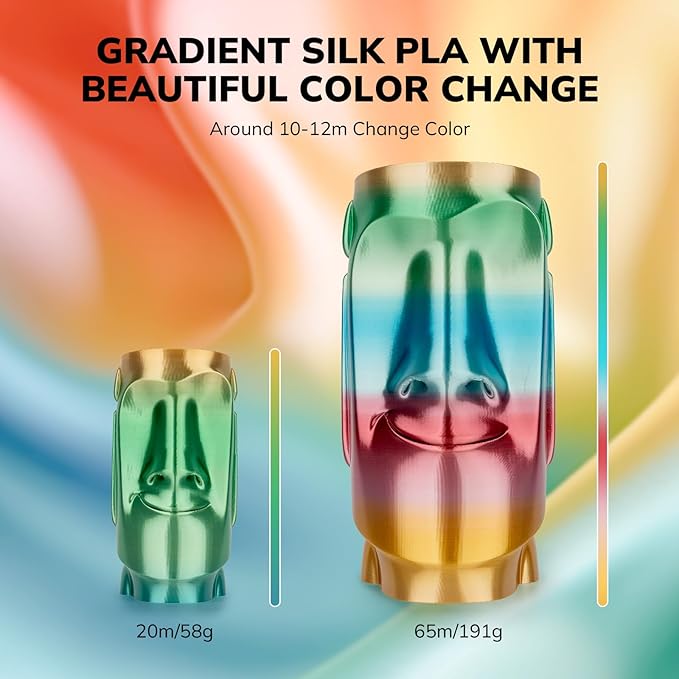 AMOLEN Silk PLA 3D Printer Filament, Shiny Multicolor Fusion Rainbow PLA - Image 3