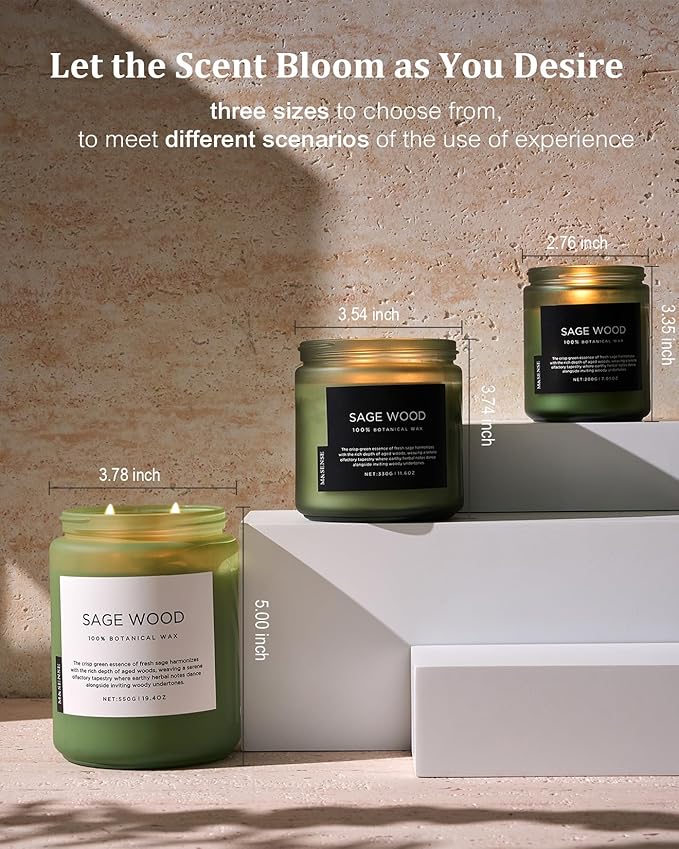 M&SENSE Sage Wood Scented Candle, 19.4oz 110 Hours Long Lasting Clean Non Toxic - Image 6