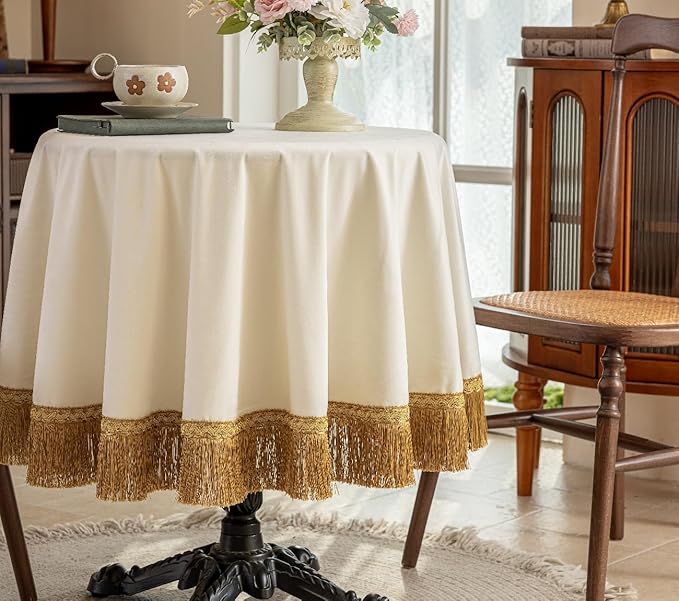 F-CHU White Tablecloth Thickset Velvet Tablecloth - Image 2