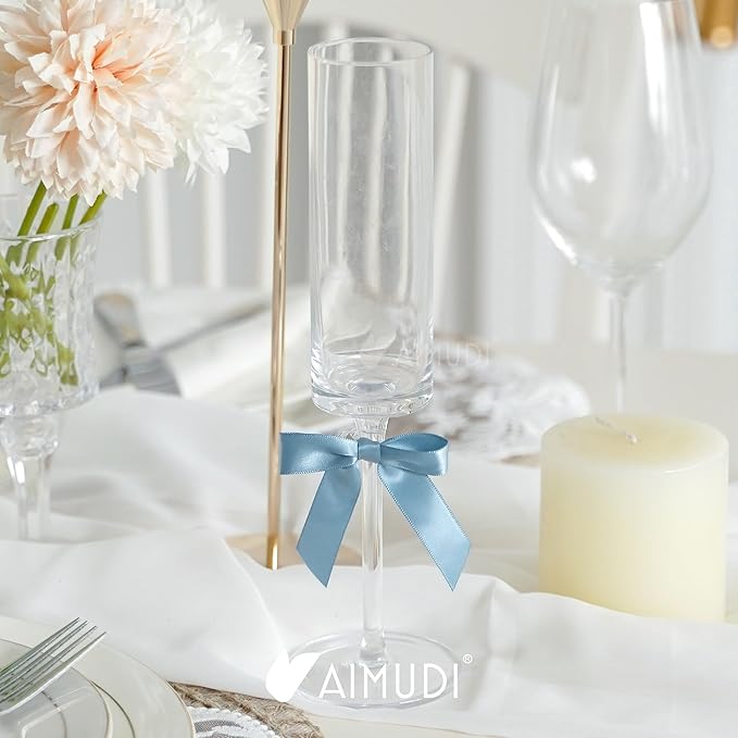 AIMUDI Dusty Blue Bows for Gift Wrapping Premade Satin Bows for Wedding Decor - Image 8