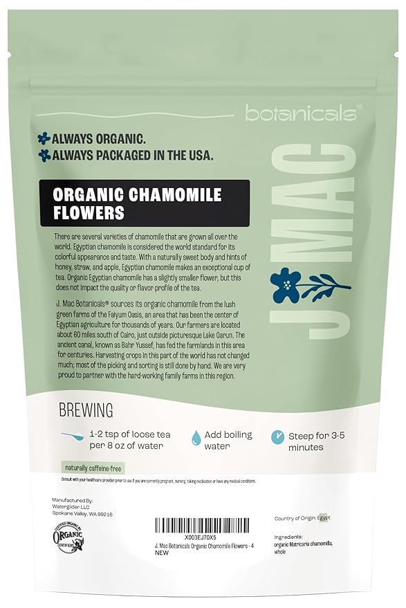 J Mac Botanicals, Organic Chamomile Flowers, Whole Dried Chamomile flower - Image 9