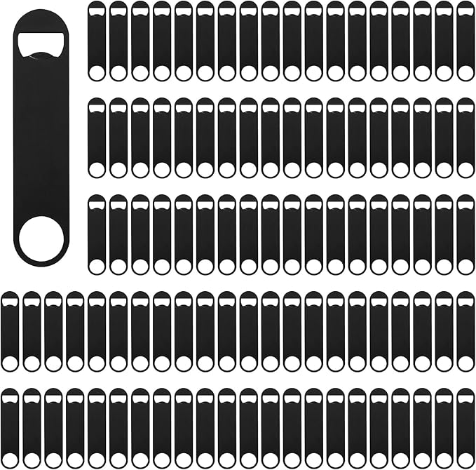 100 Pack Flat Beer Bottle Opener 5 inch Stainless Steel Flat Bottle Opener by Yugada