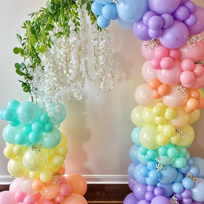 Pastel Balloons, 12 Inch Macaron Pink Purple Blue Yellow Green Colorful - Image 7