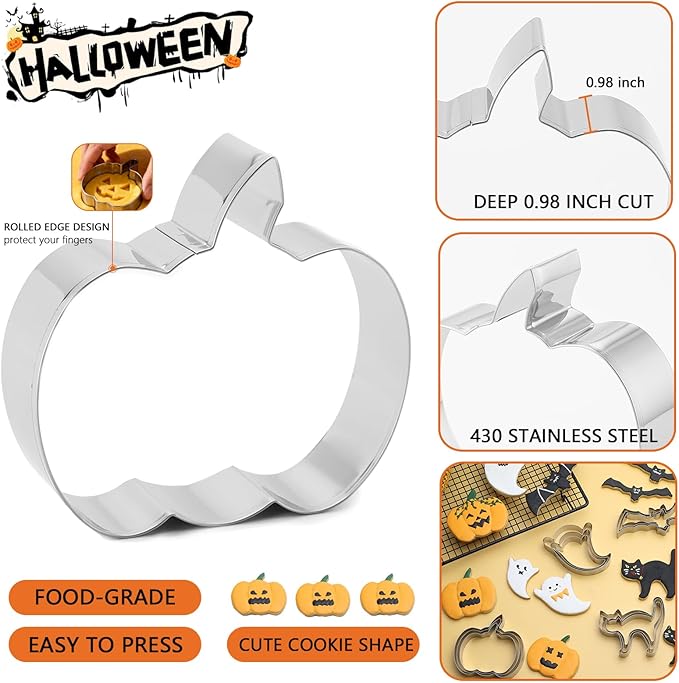 Pumpkin Cookie Cutters Set，3.54", 2.87"- 3Pcs Halloween Thanksgiving Fruit - Image 2