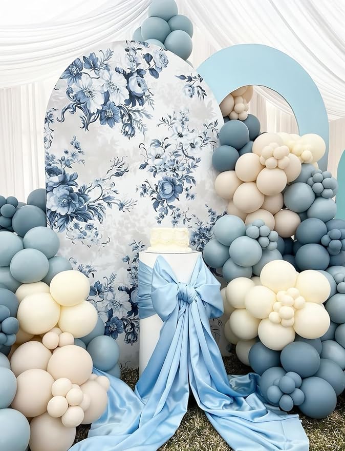 Dusty Blue and Gold Balloons - Image 7