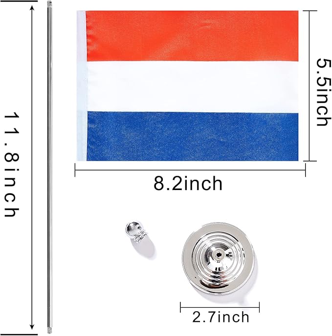ZXvZYT 2 Pack Netherlands flag Dutch Table Flag Small Mini Dutch Desk Flags - Image 2