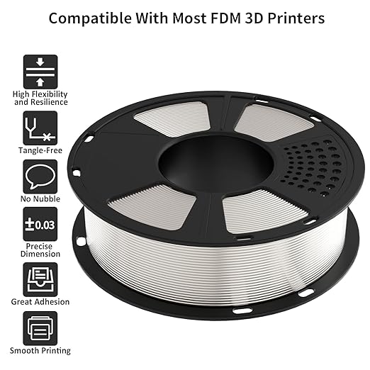 GIANTARM 3D Printer Filament, Silk White Pla Filament, 1Kg Spool, 1.75mm - Image 4