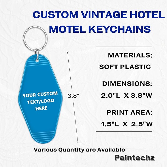 Custom Vintage Hotel Motel Keychains 200 Pack, Personalized Logo, Text Bulk - Image 3