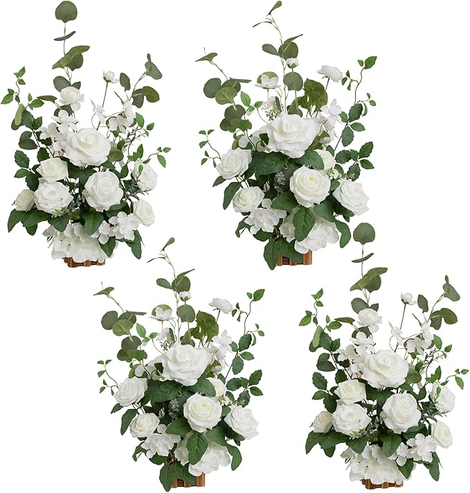 Ling's moment 17.5" Tall Standing Artificial Flowers Arrangements 4 pcs Wedding by LingsMoment