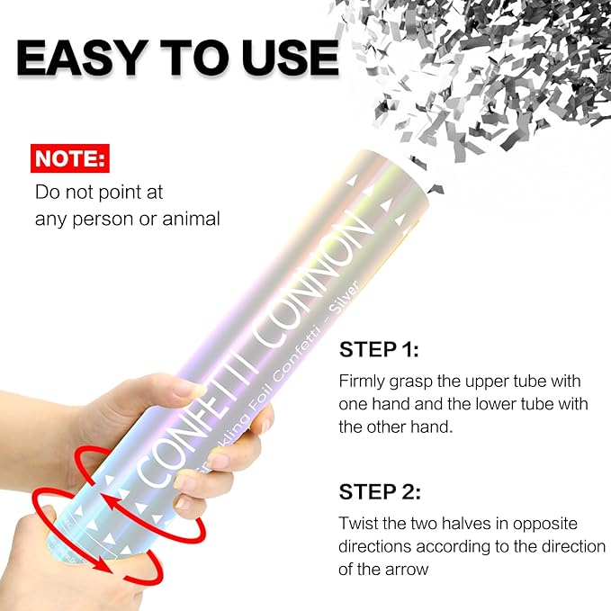 12Pack Sliver Confetti Poppers - Image 3